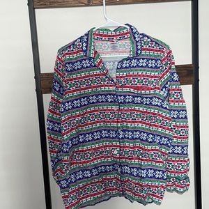 Lands End Fleece Pajama Long Sleeve Xmas Top